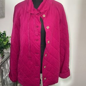 Lands End hot pink quilted jacket size 8-10 (M)